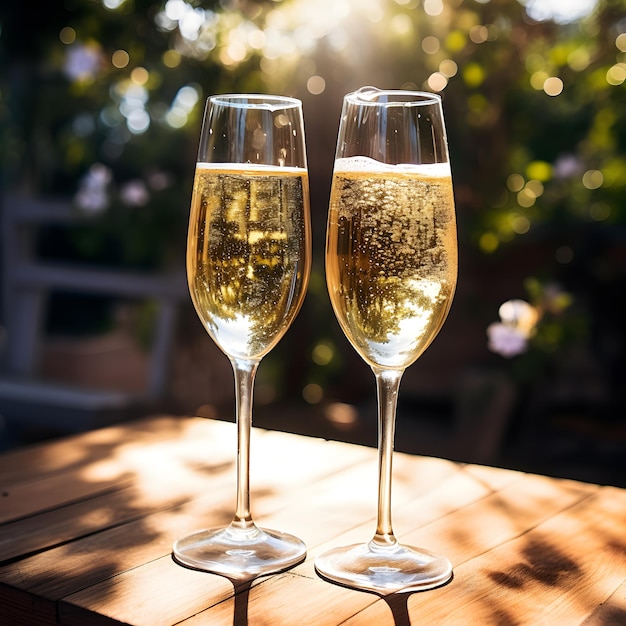 Griller avec un verre de champagne de luxe fête célébration de noël bonheur du nouvel an