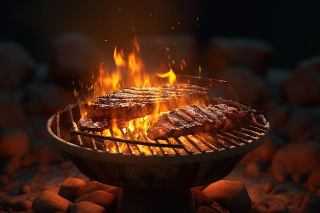 Griller de la viande de bœuf sur le feu