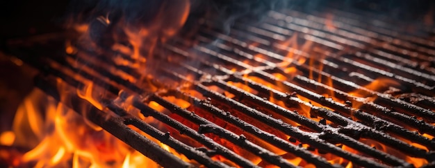 Photo grilles de gril à flammes vides