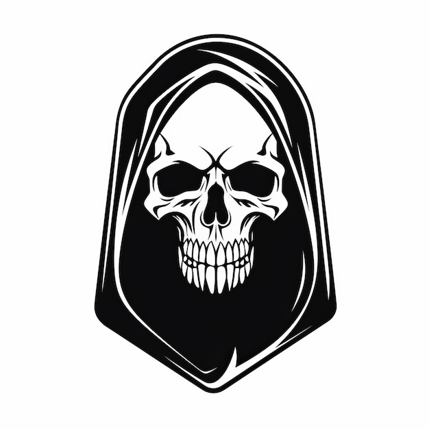 Grim Reaper Calavera Skull Dogtag Sticker Une conception de logo vectoriel minimaliste