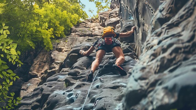 Un grimpeur sur une falaise abrupte se tourne vers ses doigts et ses orteils pour trouver de l'achat dans les petites fissures et crevasses.