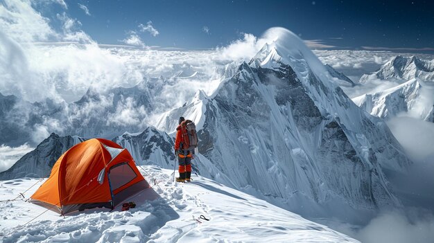 Un grimpeur sur une montagne de glace