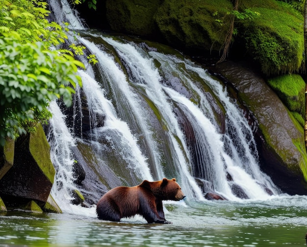 un grizzly dans l'eau