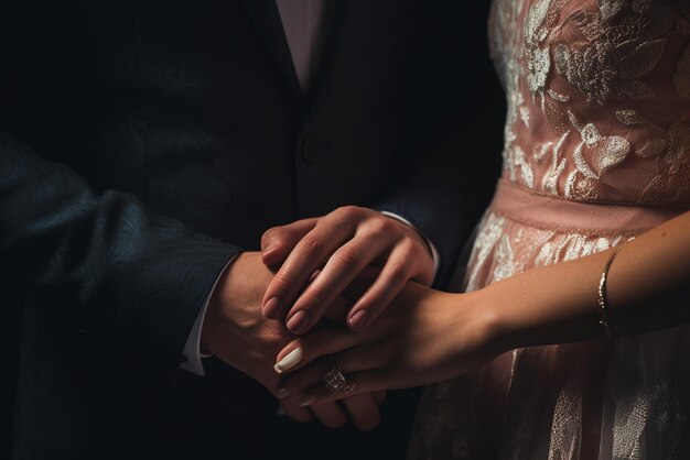 Groom mettant bague au doigt de la mariée