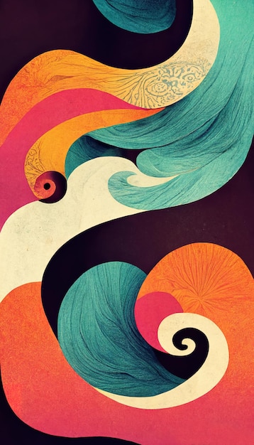 Groovy psychédélique abstrait ondulé décoratif funky fond Hippie design tendance illustration 3D