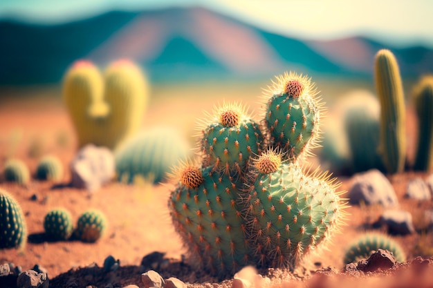 Photo gros cactus dans le désert ia générative