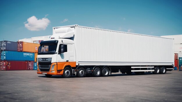 Un gros camion garé dans un parking