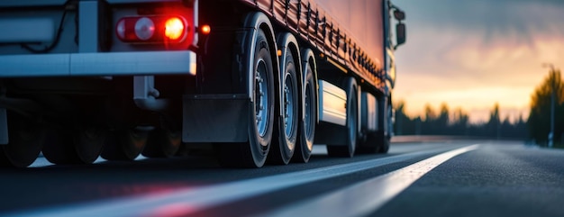 Un gros camion sur la route de la nuit