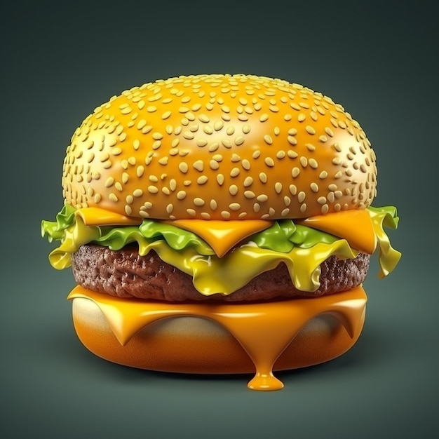 Gros cheeseburger savoureux sur fond sombre Ai générative