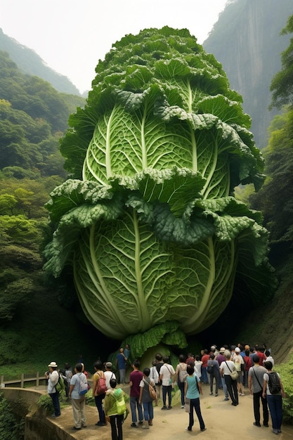 un gros chou pousse dans une jungle.