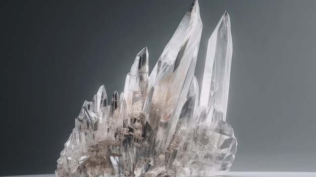 Gros cristal de quartz double naturel isolé sur blanc ai générative