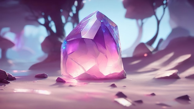 Gros cristal de roche gros plan Magic fantasy cristal macro pierres précieuses diamant saphir bijoux 3d illustration