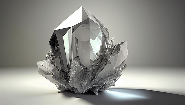 Un gros diamant est posé sur une table avec le mot diamant dessus.