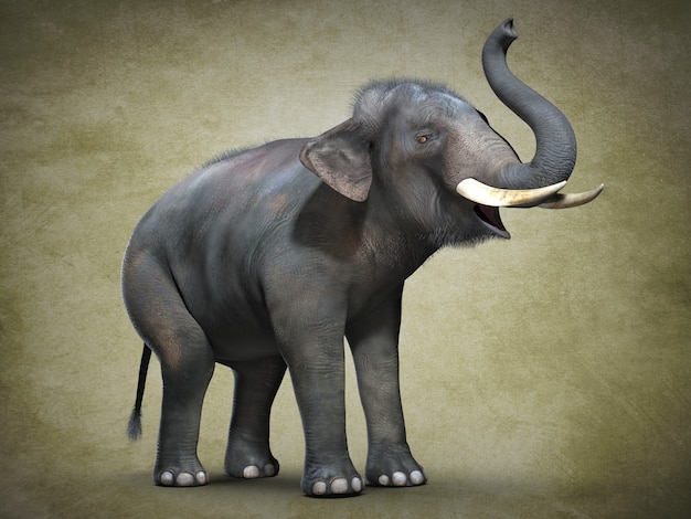 Gros éléphant d'Asie. illustration 3D