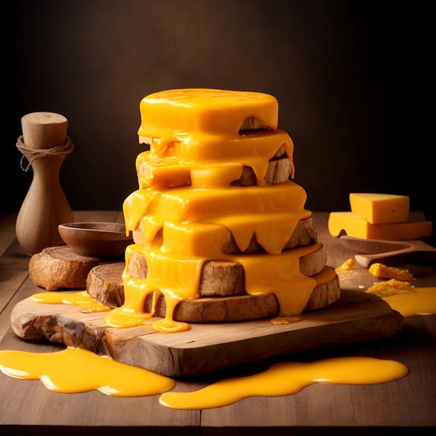 gros fromage fondu sur la table