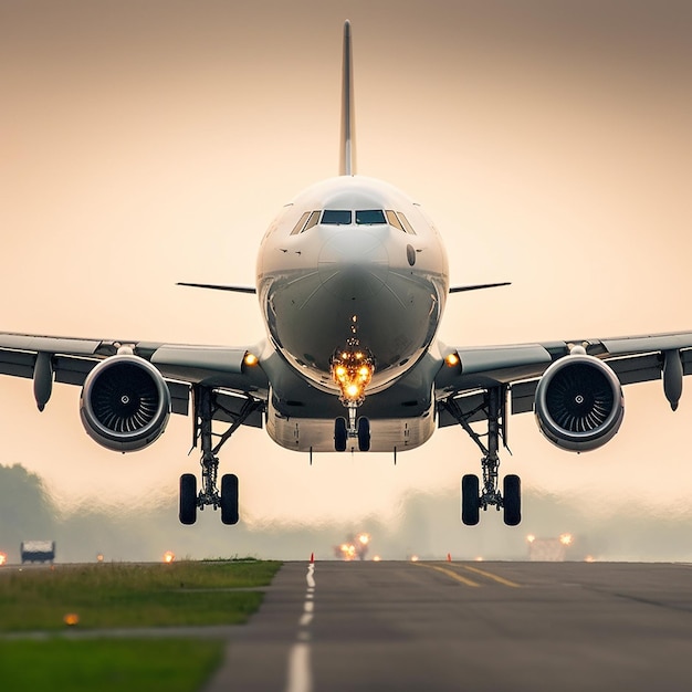 un gros jet décolle d'une piste d'aéroport.