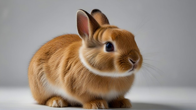 Photo en gros, un mignon lapin sur un fond blanc