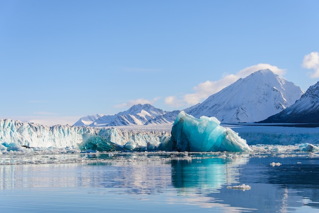 Gros morceau de glace bleu dans la mer Arctique