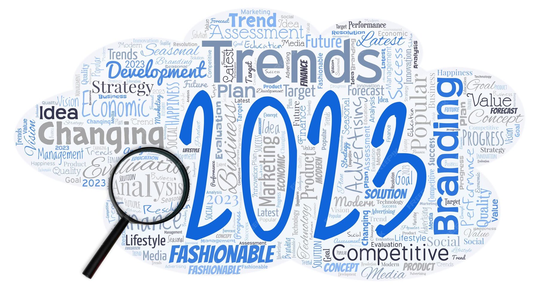 Gros Nuage De Mots En Forme D'ovni Avec Loupe Avec Mots Tendances 2023