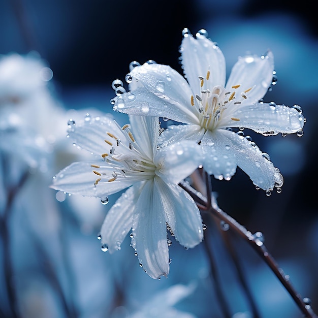 Un gros plan 3D de flocons de neige à la dérive en hiver