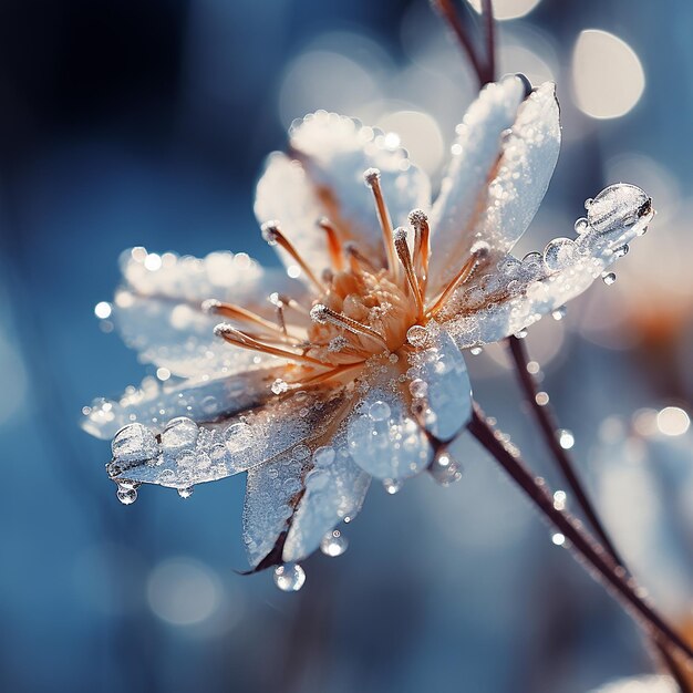 Un gros plan 3D de flocons de neige à la dérive en hiver