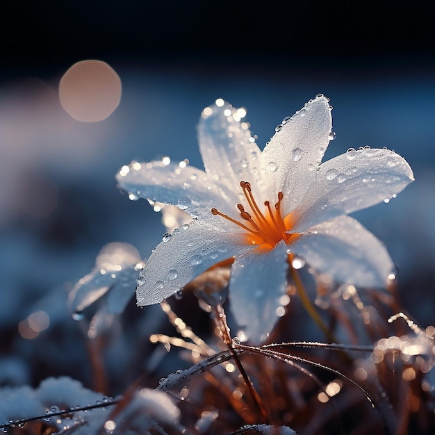 Un gros plan 3D de flocons de neige à la dérive en hiver