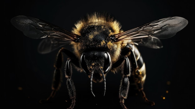 Gros plan d'abeille sur fond blanc