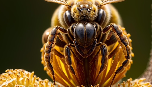 Un gros plan des abeilles sur la fleur