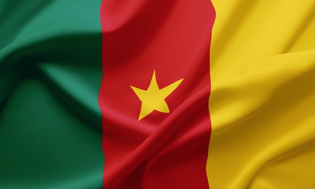 Photo un gros plan agitant le drapeau du cameroun