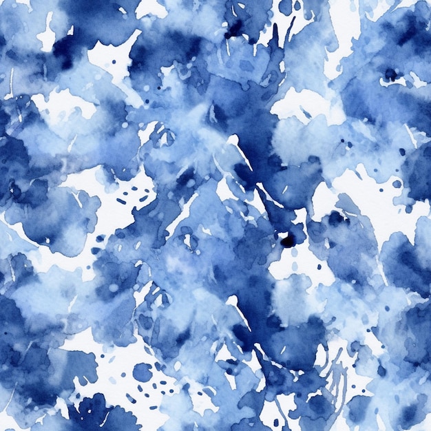 Un gros plan d'une ai générative éclaboussures de peinture aquarelle bleu et blanc