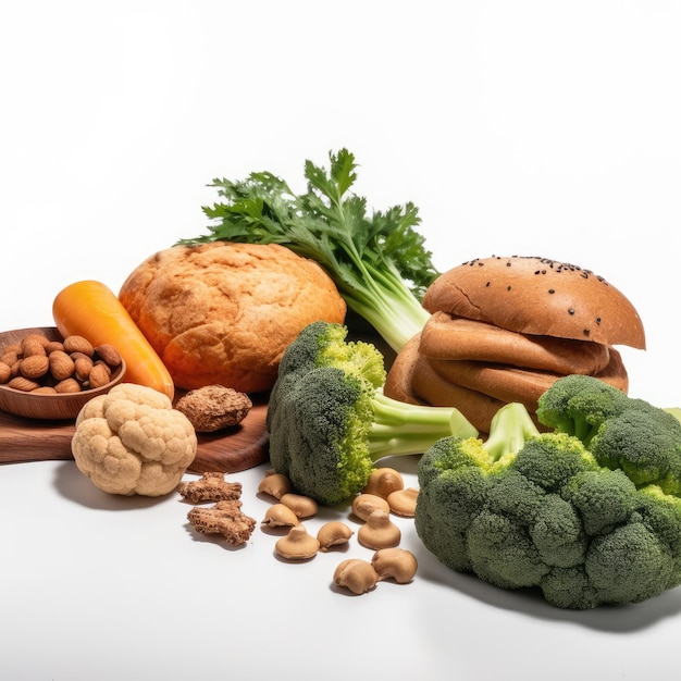 Gros plan d'aliments végétaliens frais assortis Generative Ai