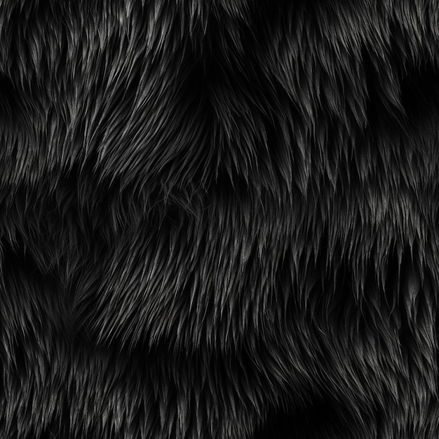 un gros plan d'un animal à fourrure noire avec des cheveux longs