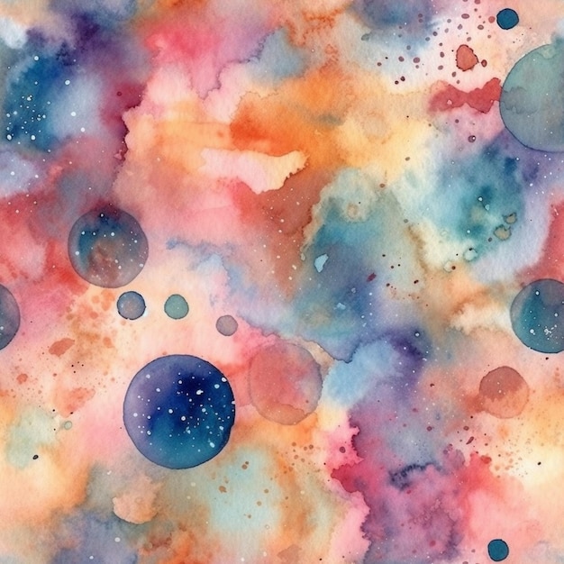 Un gros plan d'une aquarelle colorée de bulles générative ai