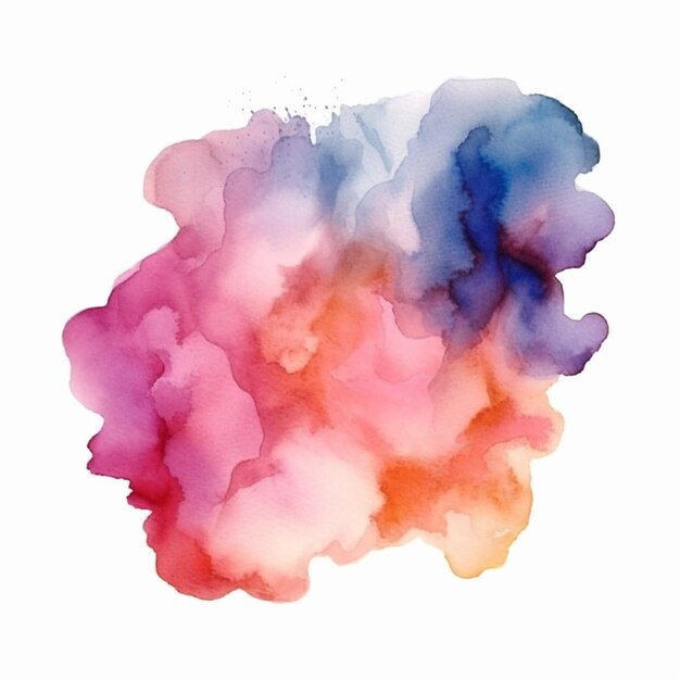 Un gros plan d'une aquarelle d'un nuage rose et bleu ai génératif