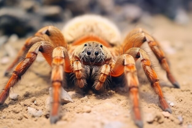 un gros plan d'une araignée qui rampe