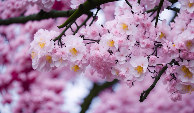 Un gros plan d'un arbre à fleurs roses