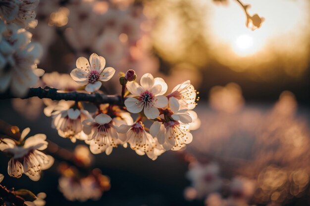 Un gros plan d'un arbre avec des fleurs