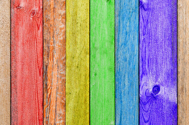 Photo gros plan, arc-en-ciel, mur bois