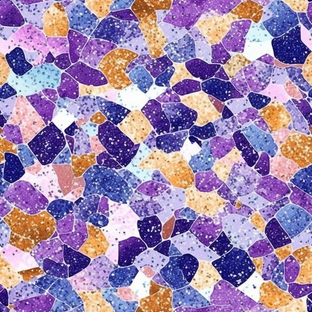 Un gros plan d'un arrière-plan de carreaux de mosaïque colorés avec beaucoup de petits cœurs génératifs ai