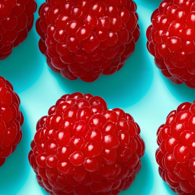 Gros plan d'art génératif de framboises rouges fraîches par AI