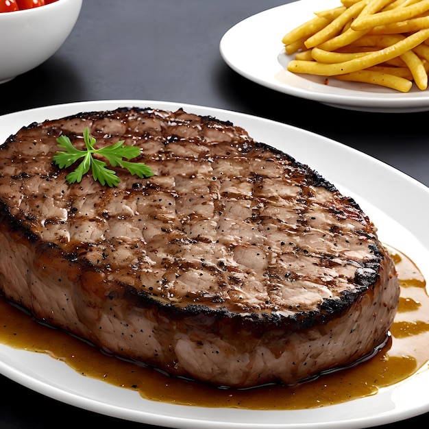 Photo gros plan d'art génératif de steak de porc grillé par ai