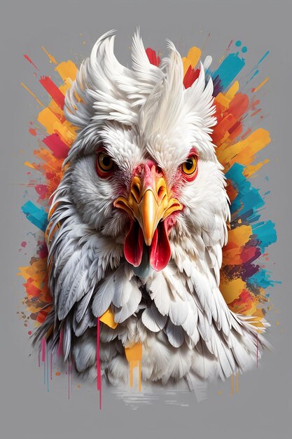 Un gros plan d'un art de t-shirt vectoriel de poulet coq