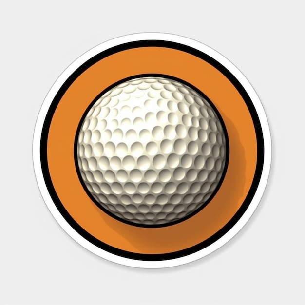 un gros plan d'une balle de golf sur un cercle orange génératif ai