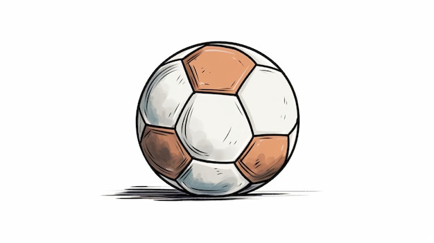 Gros plan ballon de football simple dessin animé art fond blanc générative ai