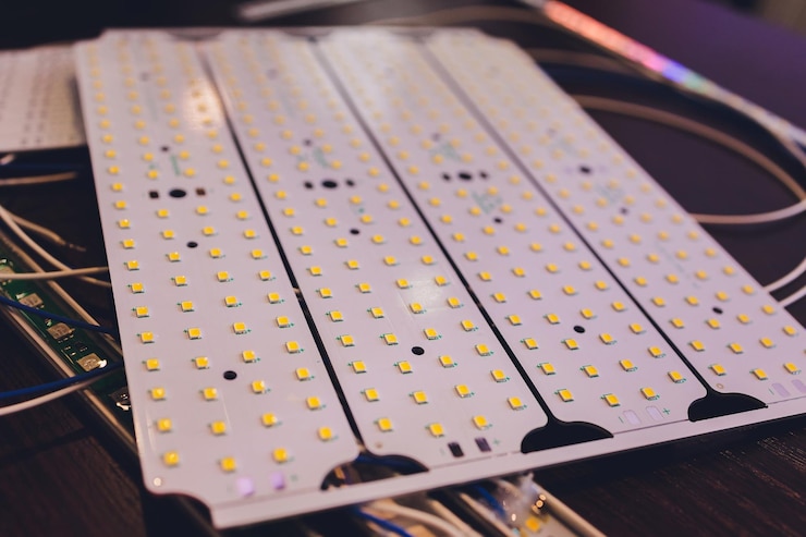 Photo gros plan sur une bande lumineuse à led recouverte de silicone