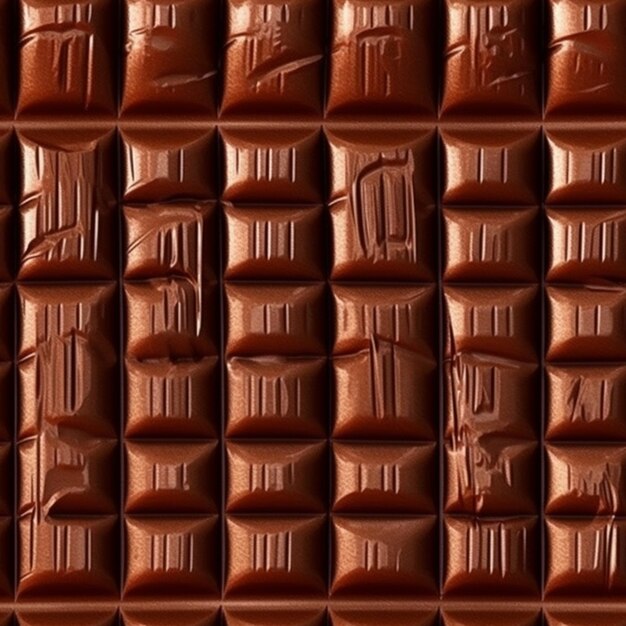 Un gros plan d'une barre de chocolat avec un motif de carrés génératifs ai