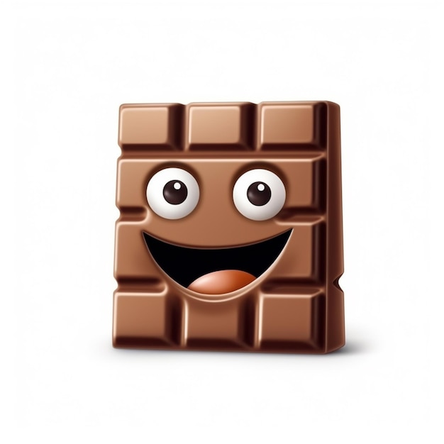 un gros plan d'une barre de chocolat avec un visage souriant ai génératif