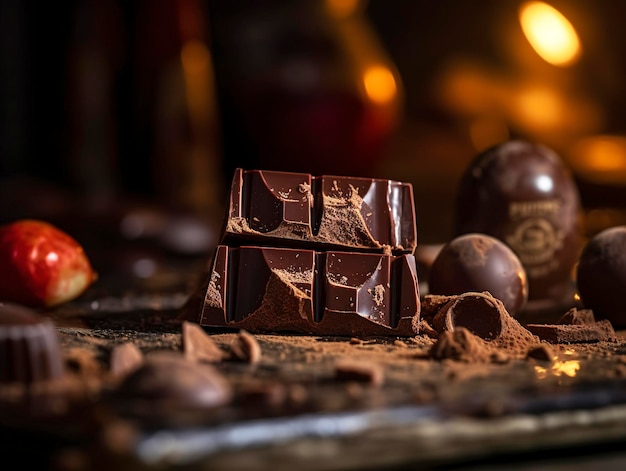 Un gros plan de barres de chocolat