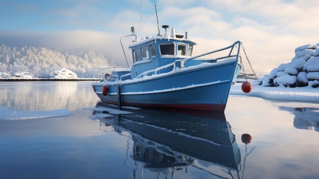 Gros plan bateau hiver dans l'océan de glace