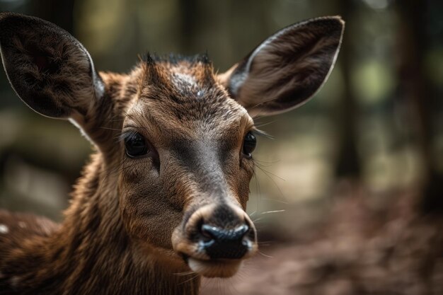 Gros plan d'un beau et adorable cerf